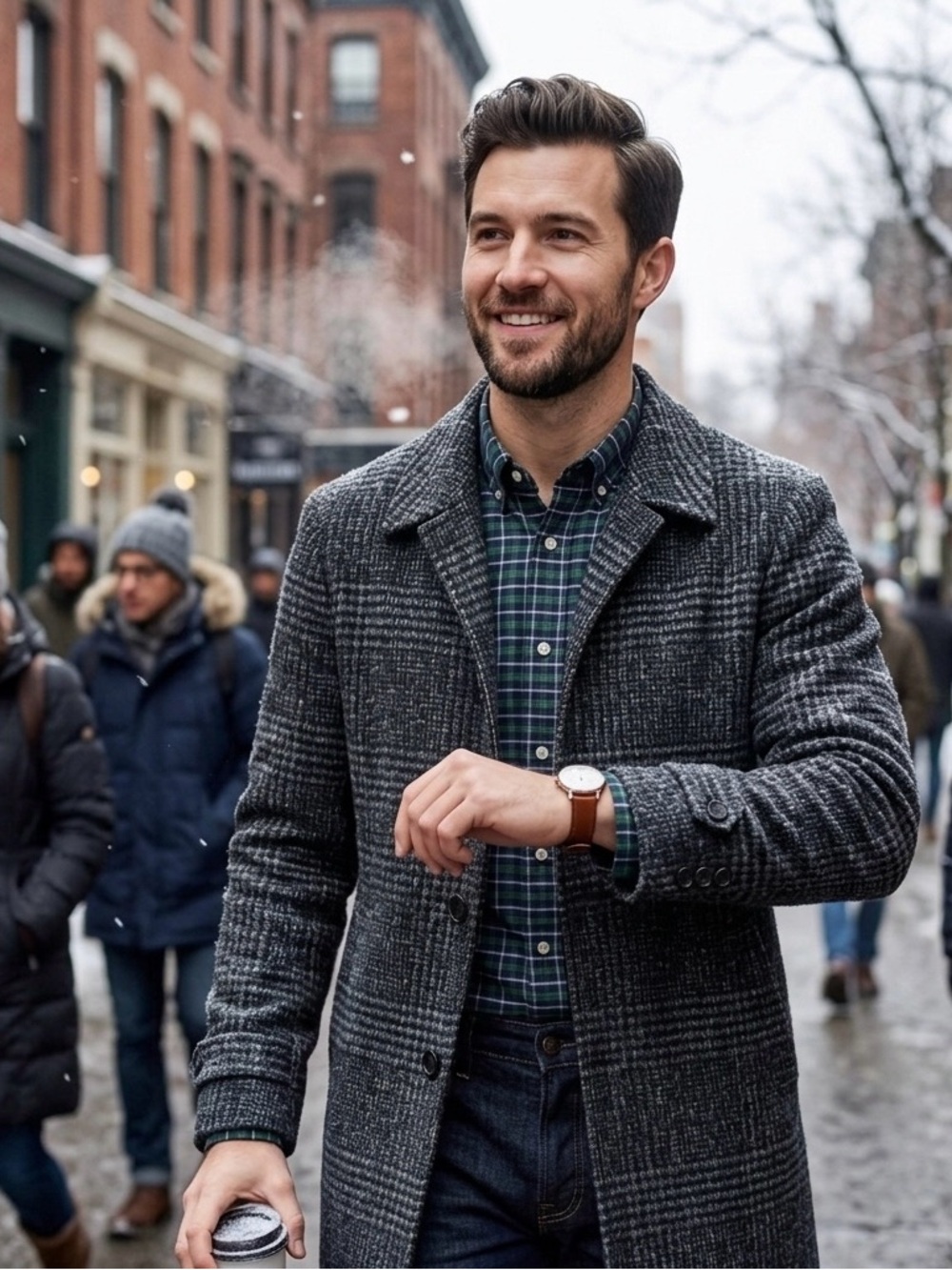 J. Crew Black and Gray Pea Coat